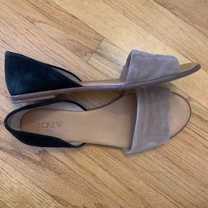 J Crew Camel and Black Suede with Leather Sole D’orsay Peep Toe Sandal (Size 9M)